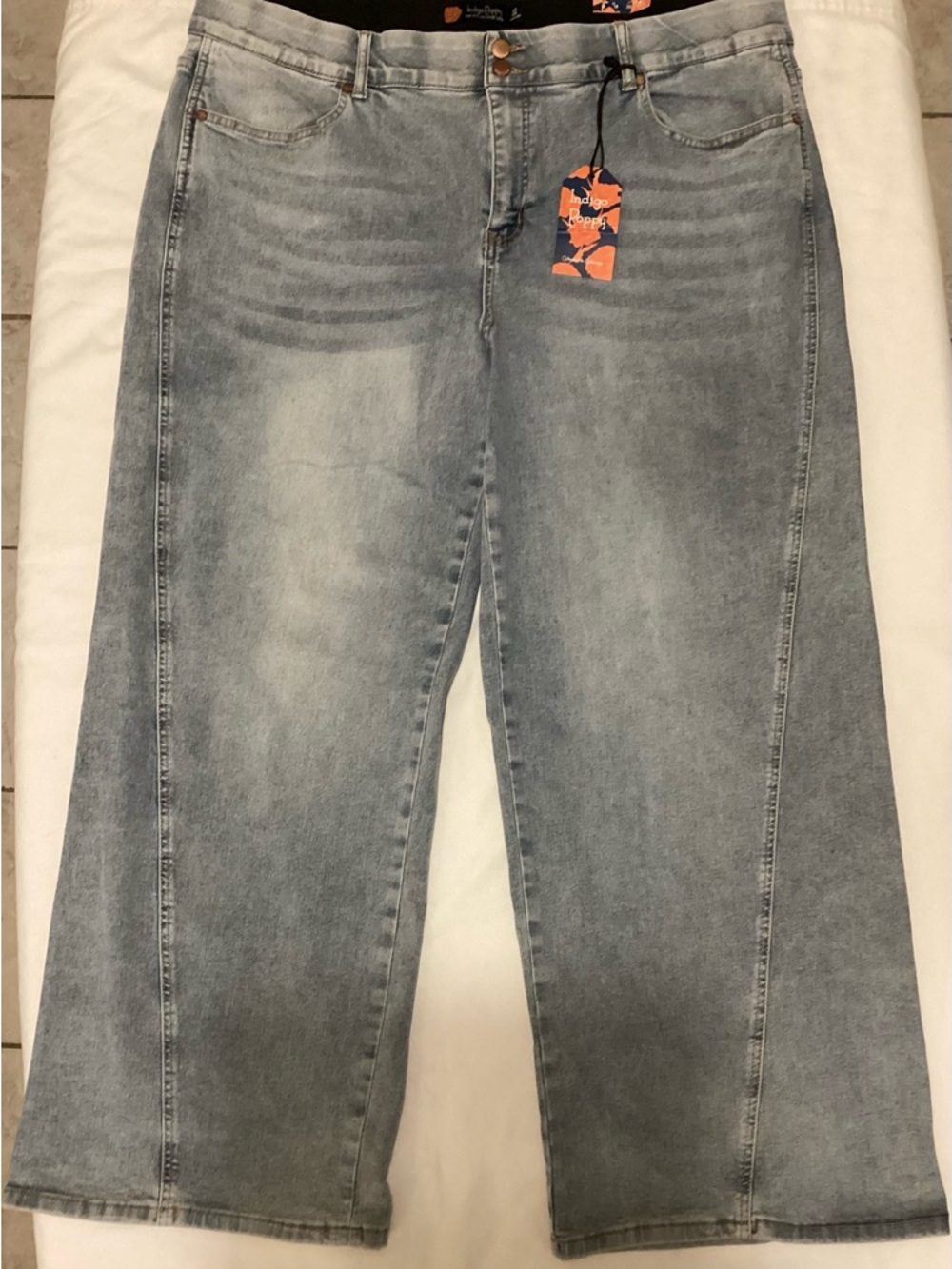 Wide Leg Women's Jeans - Light Wash Blue